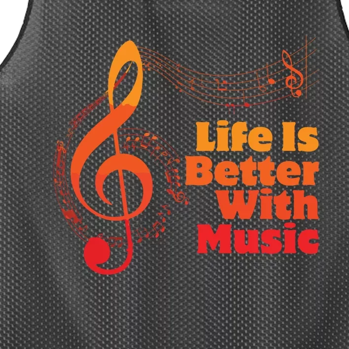 Life Is Better With Music Theory Musician Teacher Notes Clef Mesh Reversible Basketball Jersey Tank