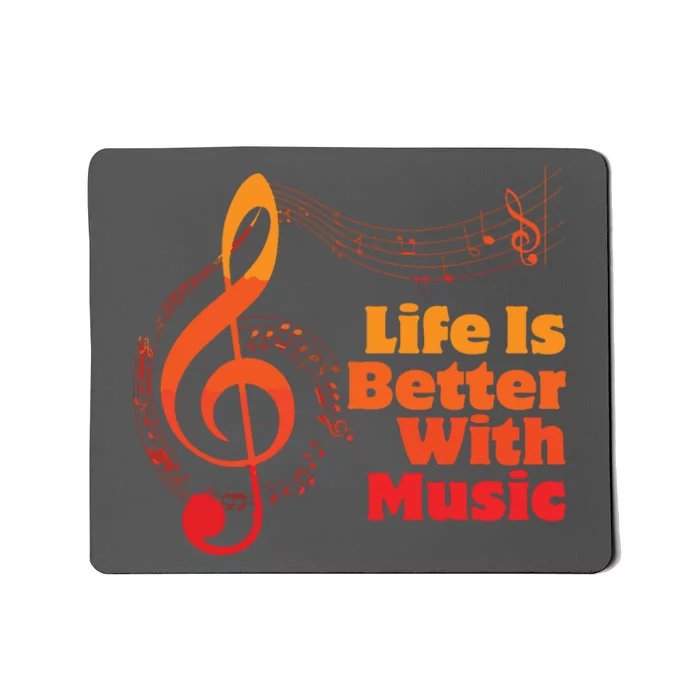 Life Is Better With Music Theory Musician Teacher Notes Clef Mousepad