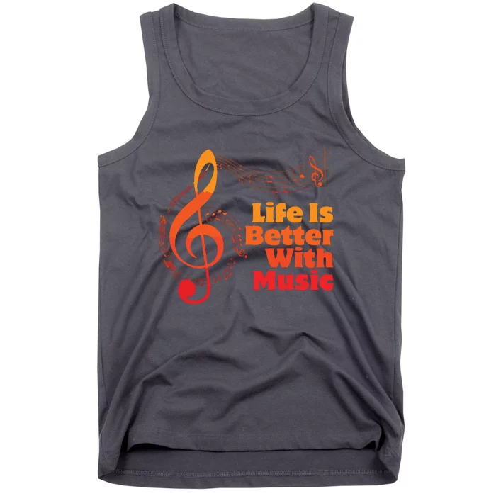 Life Is Better With Music Theory Musician Teacher Notes Clef Tank Top