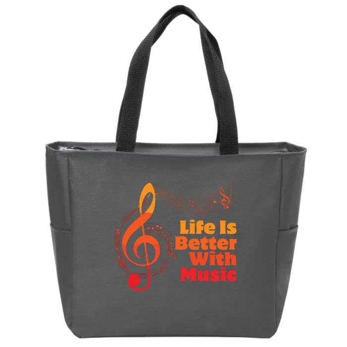 Life Is Better With Music Theory Musician Teacher Notes Clef Zip Tote Bag