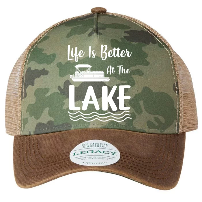 Life Is Better At The Lake Pontoon Boat Pontooning Boating Gift Legacy Tie Dye Trucker Hat