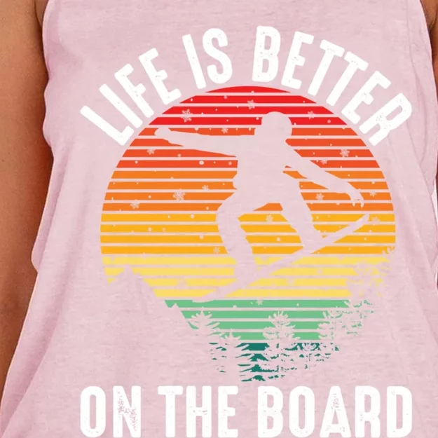 Life Is Better On The Board Snowboard Funny Snowboarding Gift Women's Knotted Racerback Tank