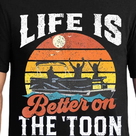 Life Is Better On The Toon Pontoon Boat Boating Gift For Dad Pajama Set