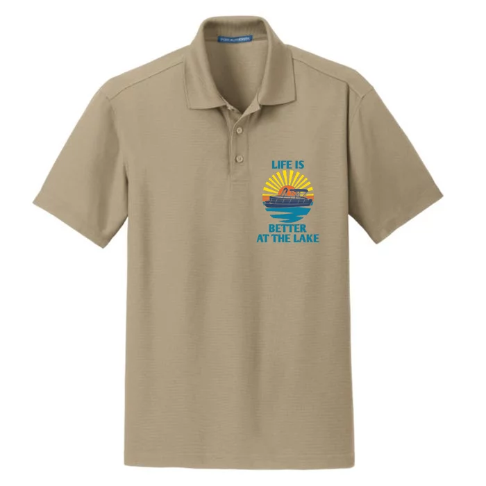 Life Is Better At The Lake Pontoon Boat Pontooning Lake Love Great Gift Dry Zone Grid Performance Polo