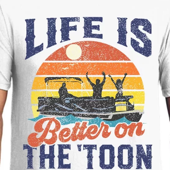 Life Is Better On The Toon Pontoon Boat Boating Fathers Gift Pajama Set