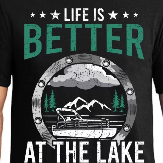 Life Is Better At The Lake Pontoon Boat Pontooning Gift Pajama Set