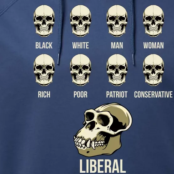 Liberal Monkey Black White Man Woman Rich Poor Patriot Conservative Performance Fleece Hoodie