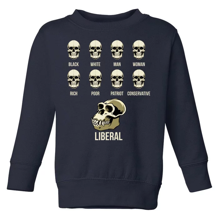 Liberal Monkey Black White Man Woman Rich Poor Patriot Conservative Toddler Sweatshirt