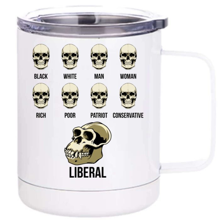 Liberal Monkey Black White Man Woman Rich Poor Patriot Conservative Front & Back 12oz Stainless Steel Tumbler Cup