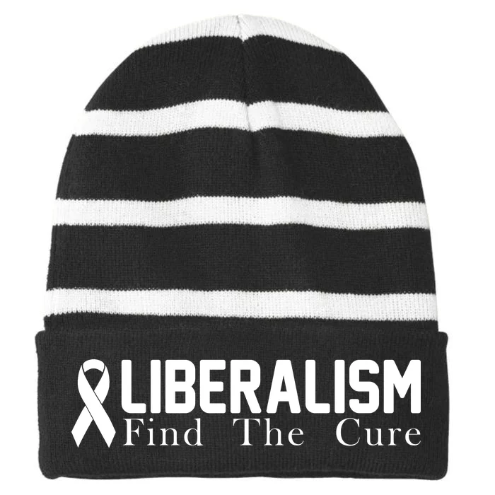 Liberalism Find The Cure Striped Beanie with Solid Band