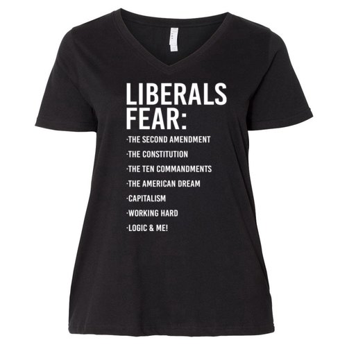 Liberals Fear Conservative Republican Women's V-Neck Plus Size T-Shirt