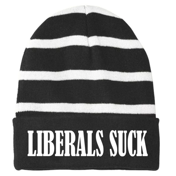 Liberals Suck Striped Beanie with Solid Band