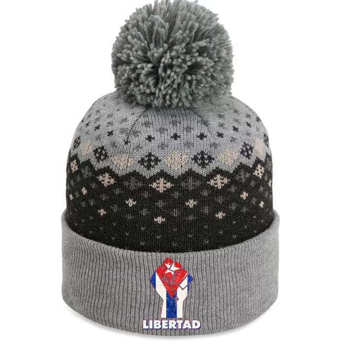 Libertad Cuba Cuban Flag Protest Fist The Baniff Cuffed Pom Beanie