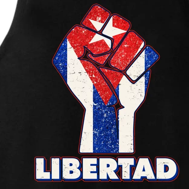 Libertad Cuba Cuban Flag Protest Fist Ladies Tri-Blend Wicking Tank