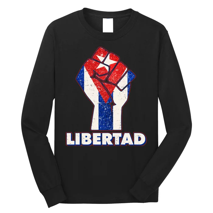 Libertad Cuba Cuban Flag Protest Fist Long Sleeve Shirt