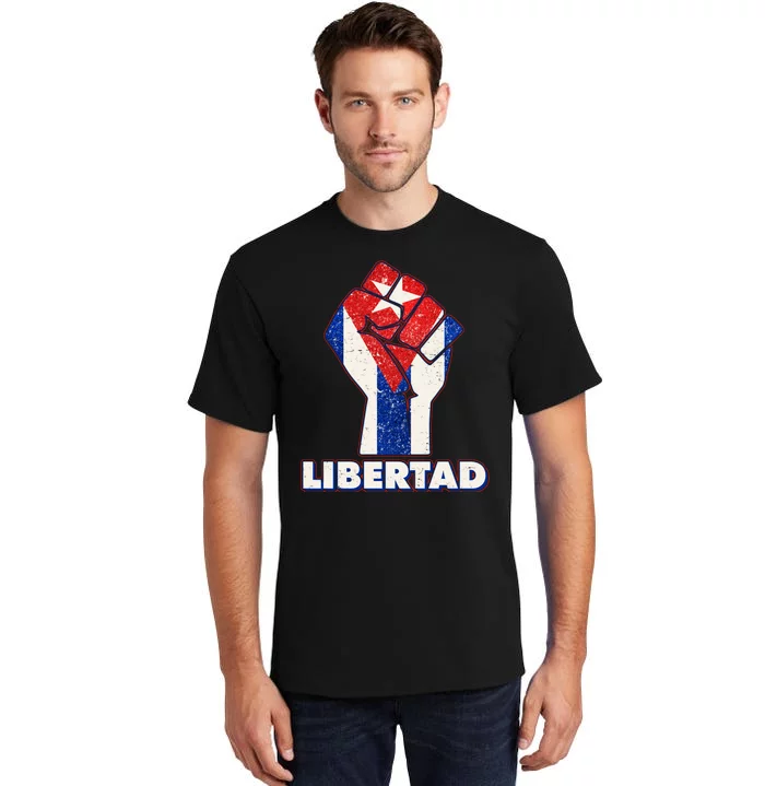 Libertad Cuba Cuban Flag Protest Fist Tall T-Shirt