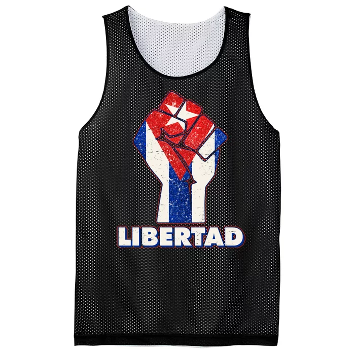 Libertad Cuba Cuban Flag Protest Fist Mesh Reversible Basketball Jersey Tank