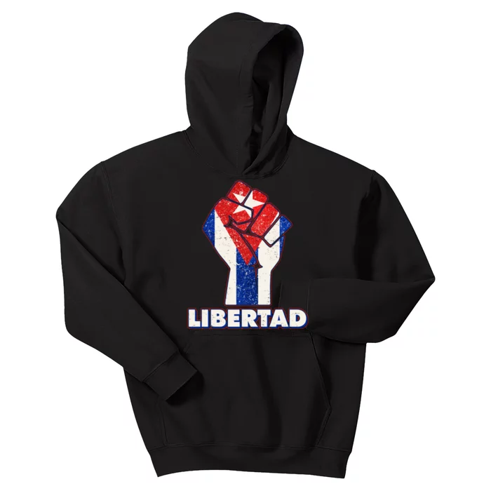 Libertad Cuba Cuban Flag Protest Fist Kids Hoodie