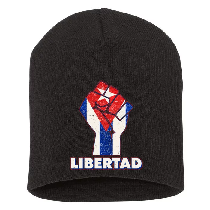 Libertad Cuba Cuban Flag Protest Fist Short Acrylic Beanie