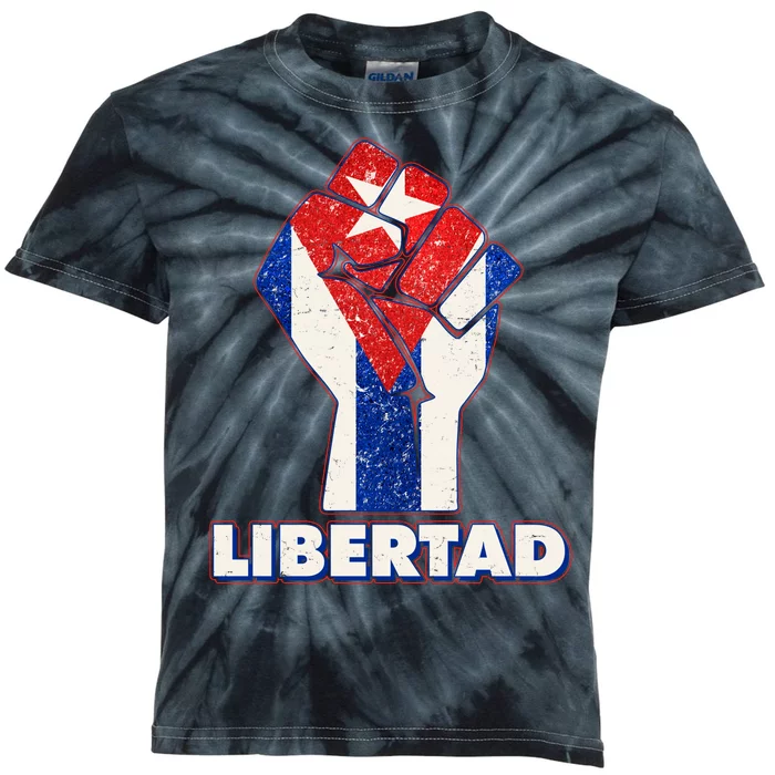 Libertad Cuba Cuban Flag Protest Fist Kids Tie-Dye T-Shirt