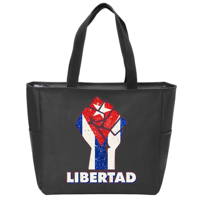 Libertad Cuba Cuban Flag Protest Fist Zip Tote Bag