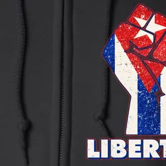 Libertad Cuba Cuban Flag Protest Fist Full Zip Hoodie