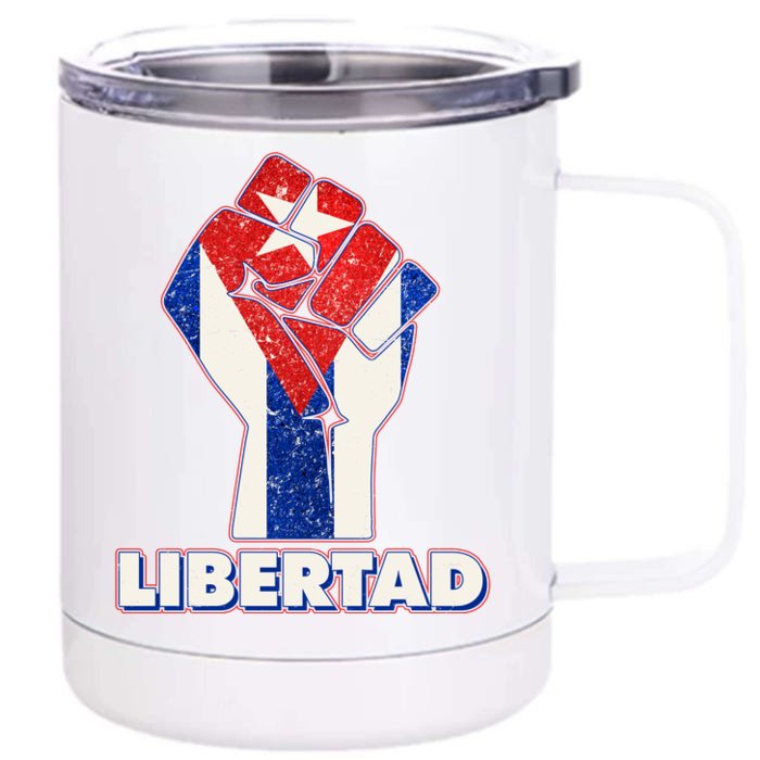 Libertad Cuba Cuban Flag Protest Fist Front & Back 12oz Stainless Steel Tumbler Cup