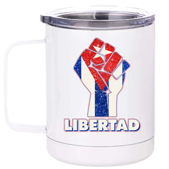 Libertad Cuba Cuban Flag Protest Fist Front & Back 12oz Stainless Steel Tumbler Cup