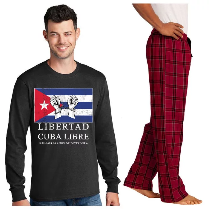 Libertad Cuba Libre Bandera Cubana Liberated De Cuba Long Sleeve Pajama Set