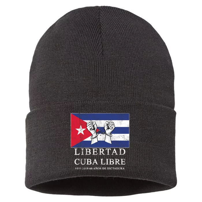 Libertad Cuba Libre Bandera Cubana Liberated De Cuba Sustainable Knit Beanie