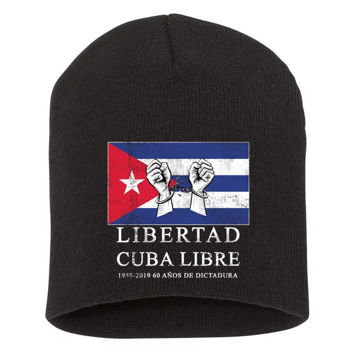 Libertad Cuba Libre Bandera Cubana Liberated De Cuba Short Acrylic Beanie