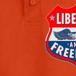 Liberty And Freedom US Eagle Road Sign Dry Zone Grid Performance Polo