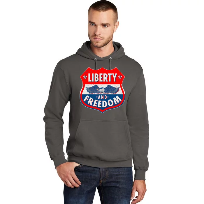 Liberty And Freedom US Eagle Road Sign Tall Hoodie