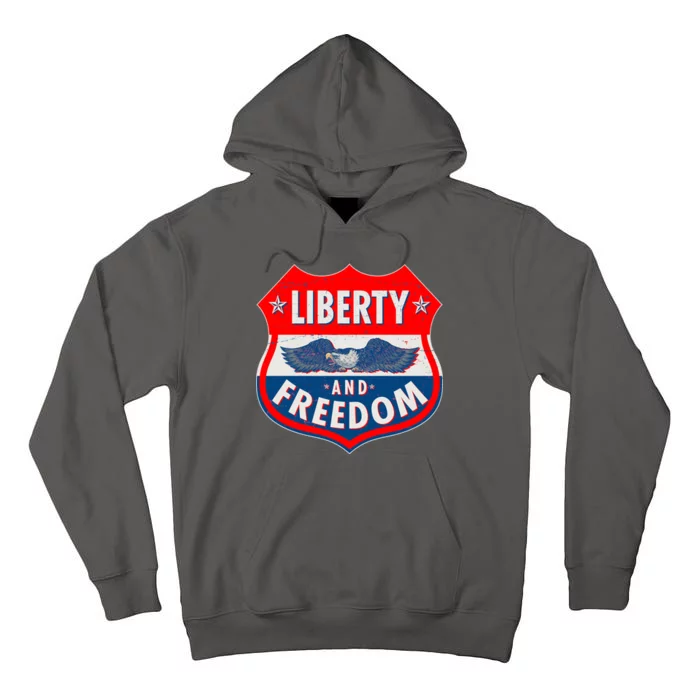 Liberty And Freedom US Eagle Road Sign Tall Hoodie