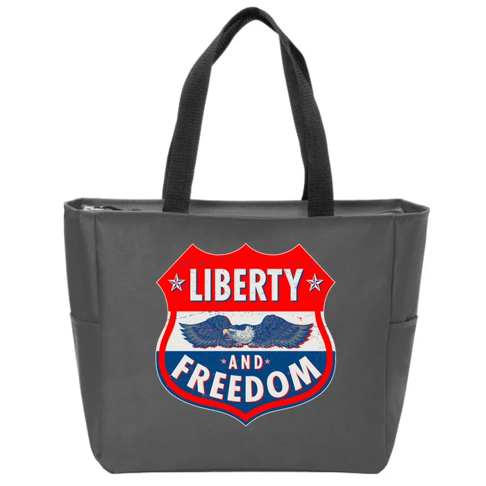 Liberty And Freedom US Eagle Road Sign Zip Tote Bag