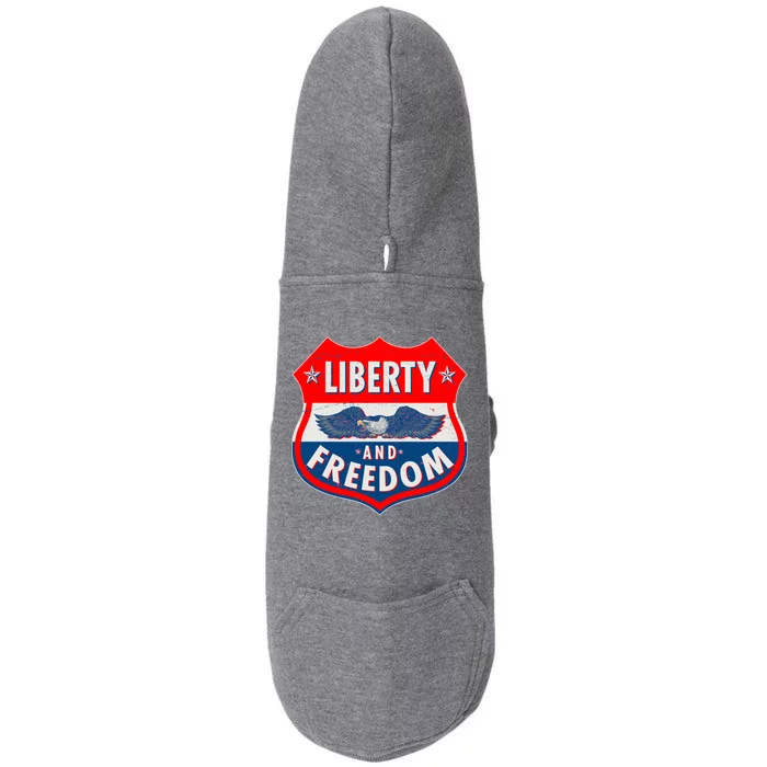 Liberty And Freedom US Eagle Road Sign Doggie 3-End Fleece Hoodie