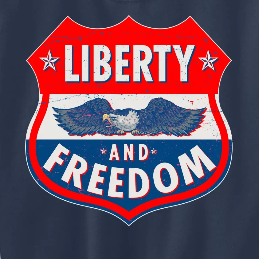 Liberty And Freedom US Eagle Road Sign Kids Sweatshirt