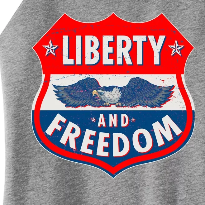 Liberty And Freedom US Eagle Road Sign Women’s Perfect Tri Rocker Tank