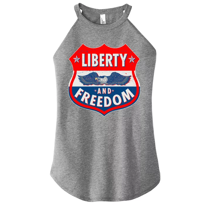 Liberty And Freedom US Eagle Road Sign Women’s Perfect Tri Rocker Tank