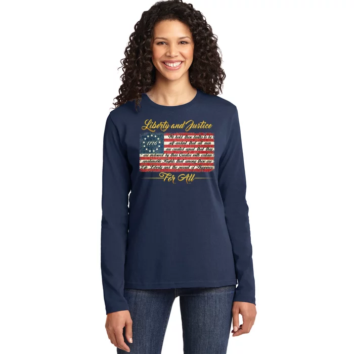 Liberty And Justice For All The Declaration of Independence Ladies Long Sleeve Shirt