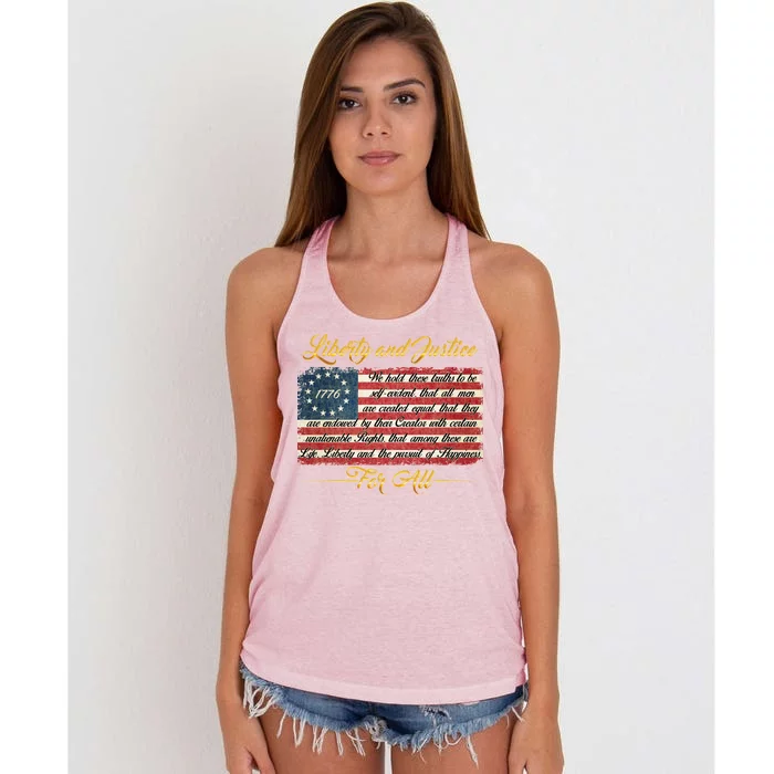 Liberty And Justice For All The Declaration of Independence Women's Knotted Racerback Tank