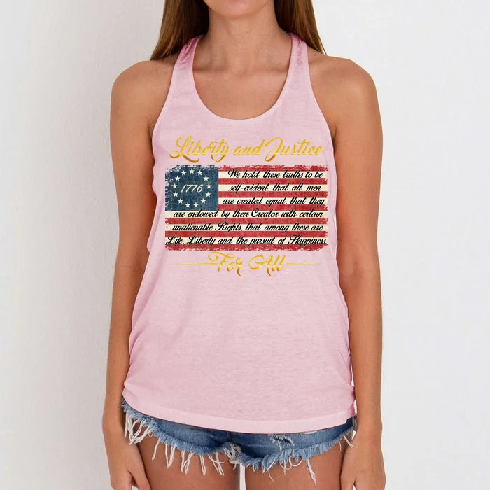 Liberty And Justice For All The Declaration of Independence Women's Knotted Racerback Tank