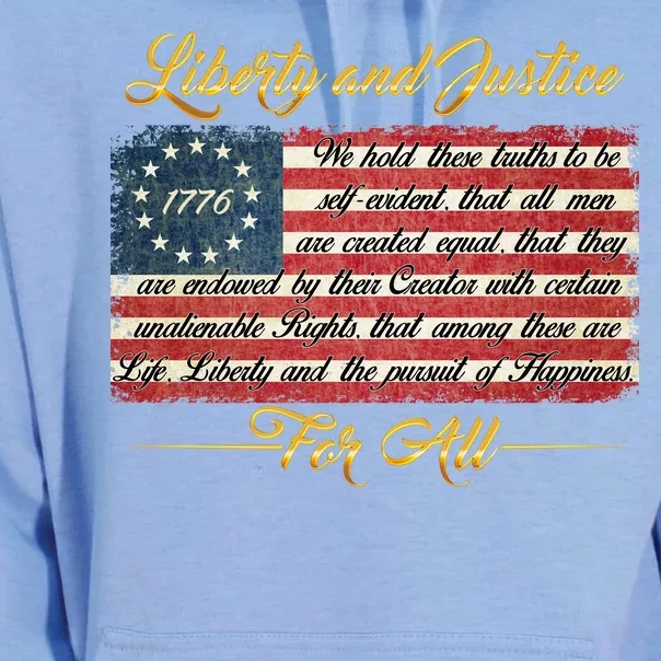 Liberty And Justice For All The Declaration of Independence Unisex Surf Hoodie