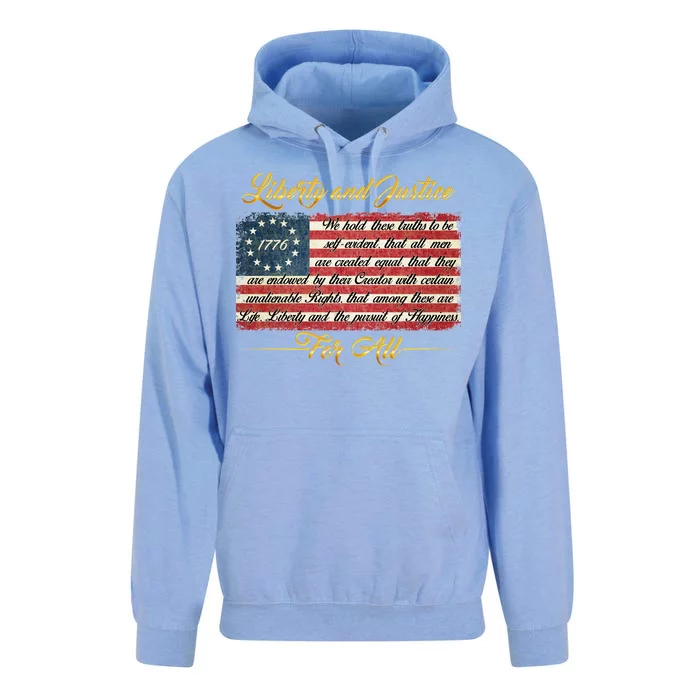 Liberty And Justice For All The Declaration of Independence Unisex Surf Hoodie