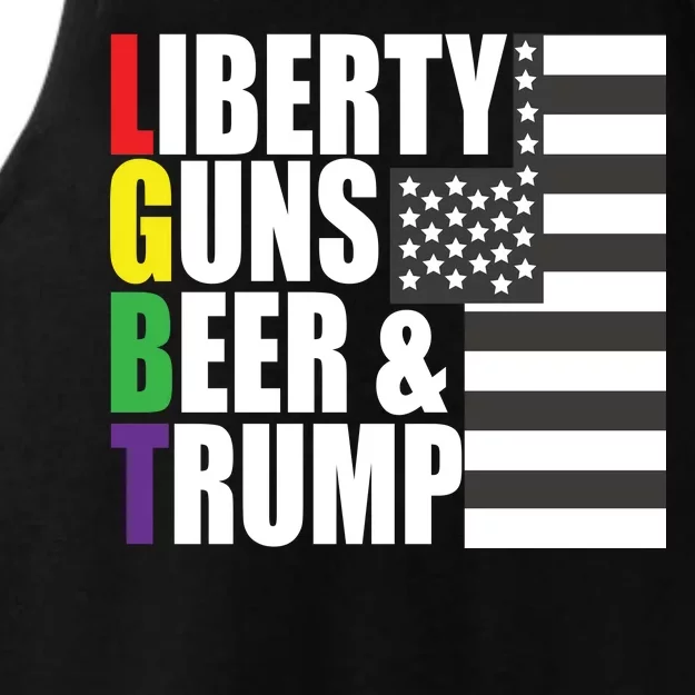 Liberty Guns Beer Trump LGBT Flag Ladies Tri-Blend Wicking Tank