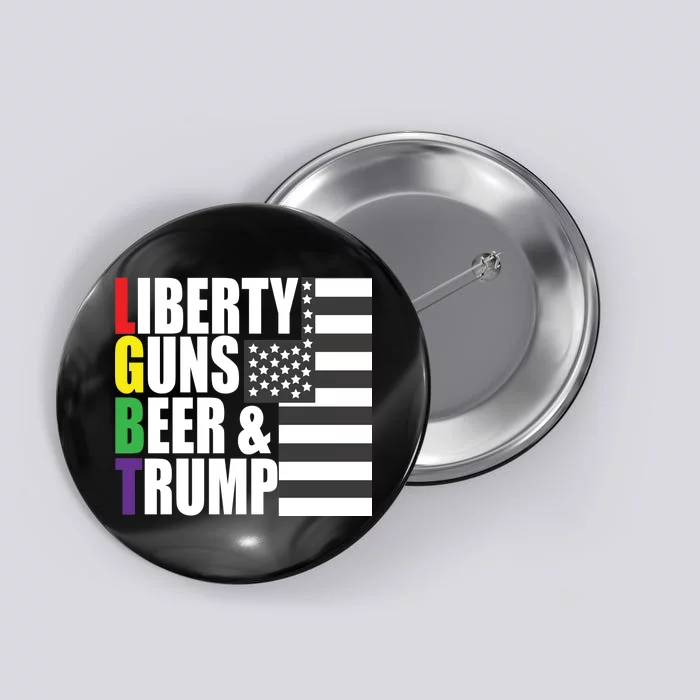 Liberty Guns Beer Trump LGBT Flag Button