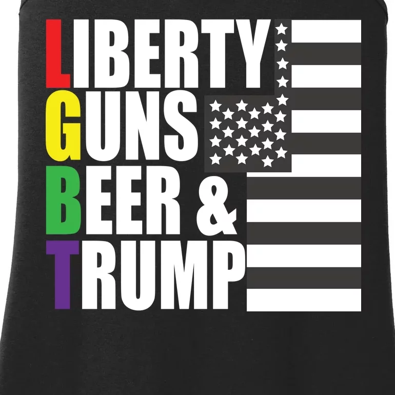 Liberty Guns Beer Trump LGBT Flag Ladies Essential Tank