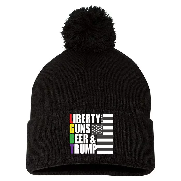 Liberty Guns Beer Trump LGBT Flag Pom Pom 12in Knit Beanie