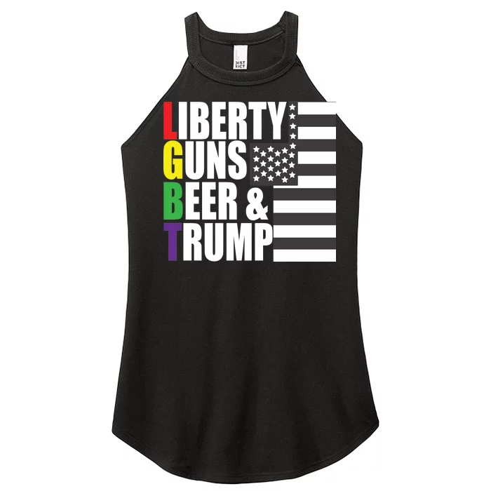 Liberty Guns Beer Trump LGBT Flag Women’s Perfect Tri Rocker Tank