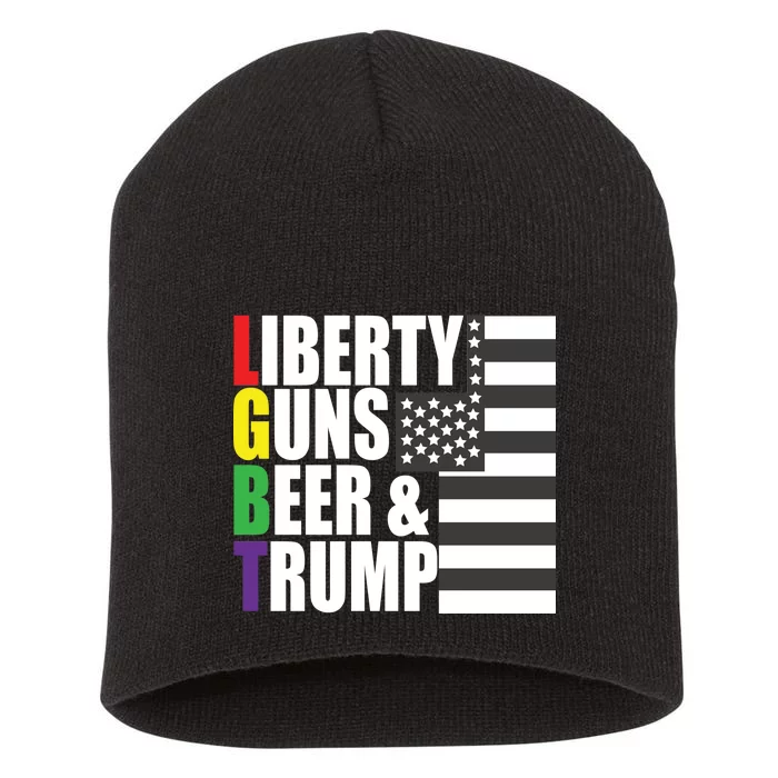 Liberty Guns Beer Trump LGBT Flag Short Acrylic Beanie